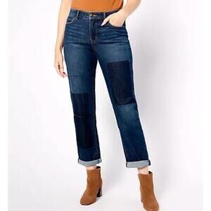 LOGO by Lori Goldstein Petite Shadow Patch Boyfriend Jeans sz 12P